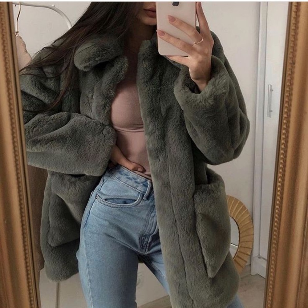 H&M Women's Teddy Jacket - Heather Green